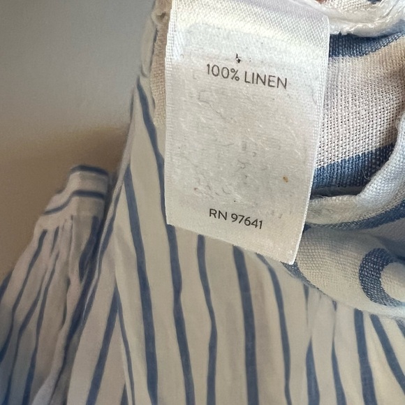 J. Jill Love Linen Easy Blue and White Striped Button Up Shirt- size 1X - Picture 11 of 12